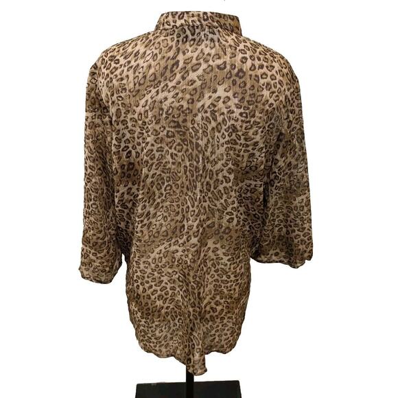 Susan Graver Style Women's Blouse Animal Print Size L 3/4 Sleeve Sheer. - Picture 2 of 6